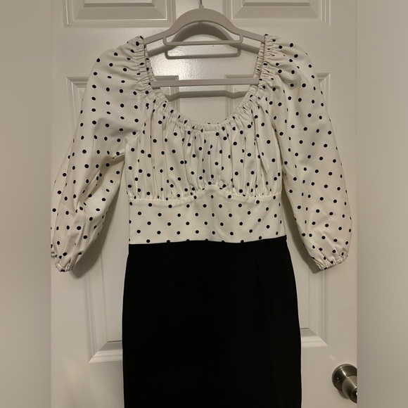 Vixen by micheline Pitt white and black polka dot wiggle dress - Picture 3 of 6